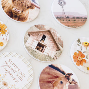 Barn Rustic Meadow Ceramic Coaster