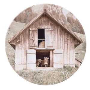 Barn Rustic Meadow Ceramic Coaster