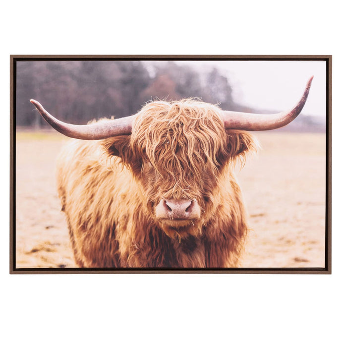 Highland Cow Rustic Meadow Framed Canvas 94x64