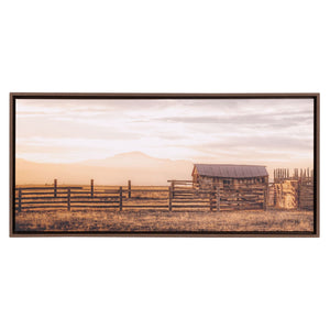 Sunset Rustic Meadow Framed Canvas 94x44