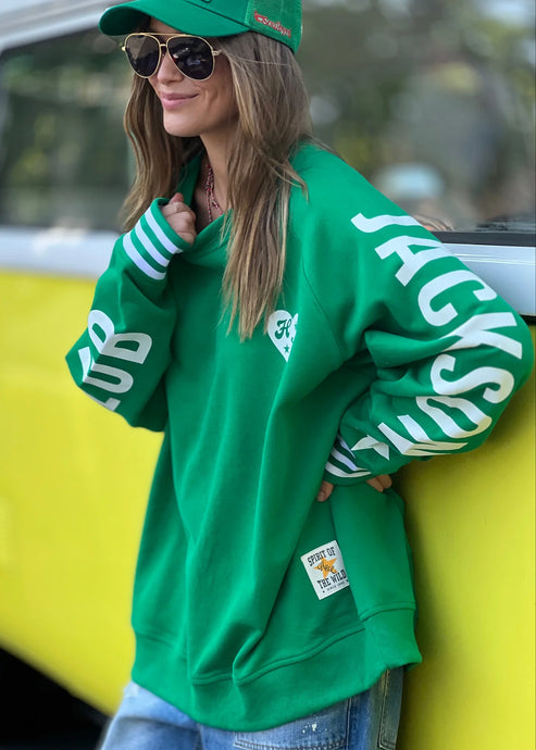 Green Ski Oversized Stripe Cuff Sweat - Hammill & Co