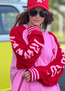 Pink/Red Ski Oversized Stripe Cuff Sweat - Hammill & Co