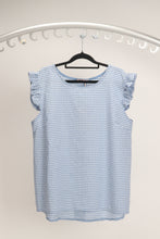 Load image into Gallery viewer, Blue Gingham Frill Top