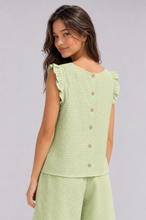 Load image into Gallery viewer, Blue Gingham Frill Top