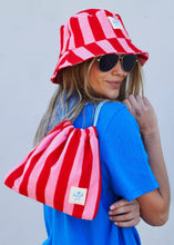 Load image into Gallery viewer, Pink/Red Stripe Towelling Bucket Hat - Hammill &amp; Co
