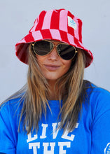 Load image into Gallery viewer, Pink/Red Stripe Towelling Bucket Hat - Hammill &amp; Co