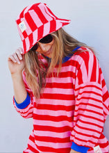 Load image into Gallery viewer, Pink/Red Stripe Towelling Bucket Hat - Hammill &amp; Co