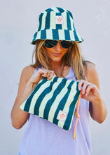 Load image into Gallery viewer, Green Stripe Towelling Drawcord Bag - Hammill &amp; Co