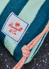 Load image into Gallery viewer, Green Stripe Towelling Drawcord Bag - Hammill &amp; Co
