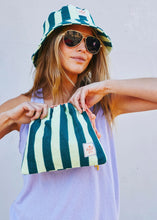 Load image into Gallery viewer, Green Stripe Towelling Drawcord Bag - Hammill &amp; Co