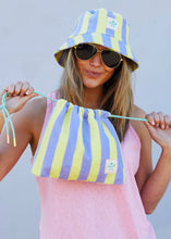 Load image into Gallery viewer, Mauve/Lemon Stripe Towelling Drawcord Bag - Hammill &amp; Co