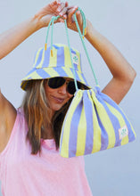 Load image into Gallery viewer, Mauve/Lemon Stripe Towelling Drawcord Bag - Hammill &amp; Co