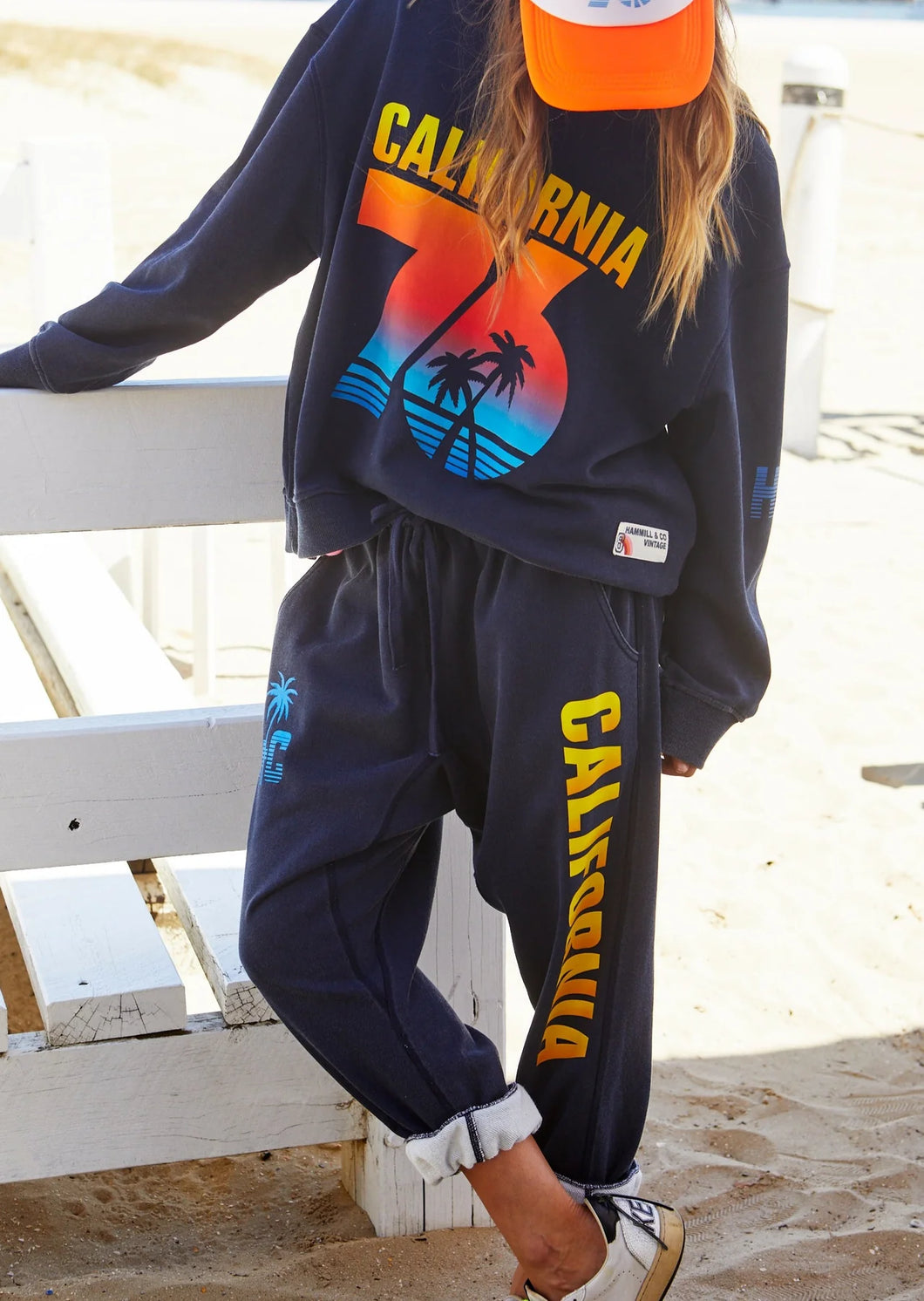 Sunset Navy Cali Drop Crotch Track Pant - Hammill & Co