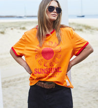 Load image into Gallery viewer, Orange/Red &#39;Sunshine State of Mind&#39; Ringer Tee - Hammill &amp; Co