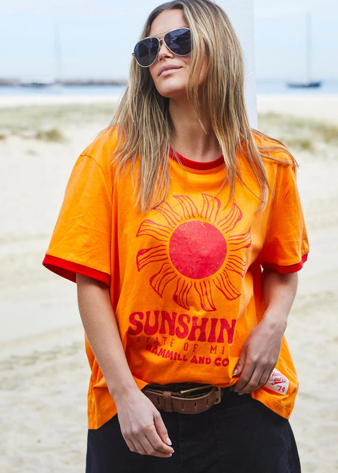 Orange/Red 'Sunshine State of Mind' Ringer Tee - Hammill & Co