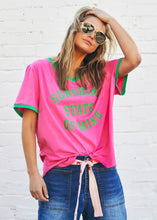 Load image into Gallery viewer, Pink/Green &#39;Sunshine State of Mind&#39; Ringer Tee - Hammill &amp; Co
