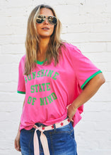 Load image into Gallery viewer, Pink/Green &#39;Sunshine State of Mind&#39; Ringer Tee - Hammill &amp; Co