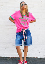 Load image into Gallery viewer, Pink/Green &#39;Sunshine State of Mind&#39; Ringer Tee - Hammill &amp; Co