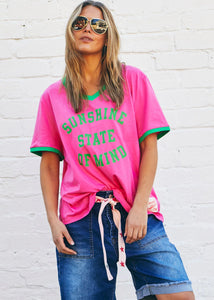 Pink/Green 'Sunshine State of Mind' Ringer Tee - Hammill & Co