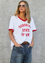 Load image into Gallery viewer, White/Red 'Sunshine State of Mind' Ringer Tee - Hammill &amp; Co