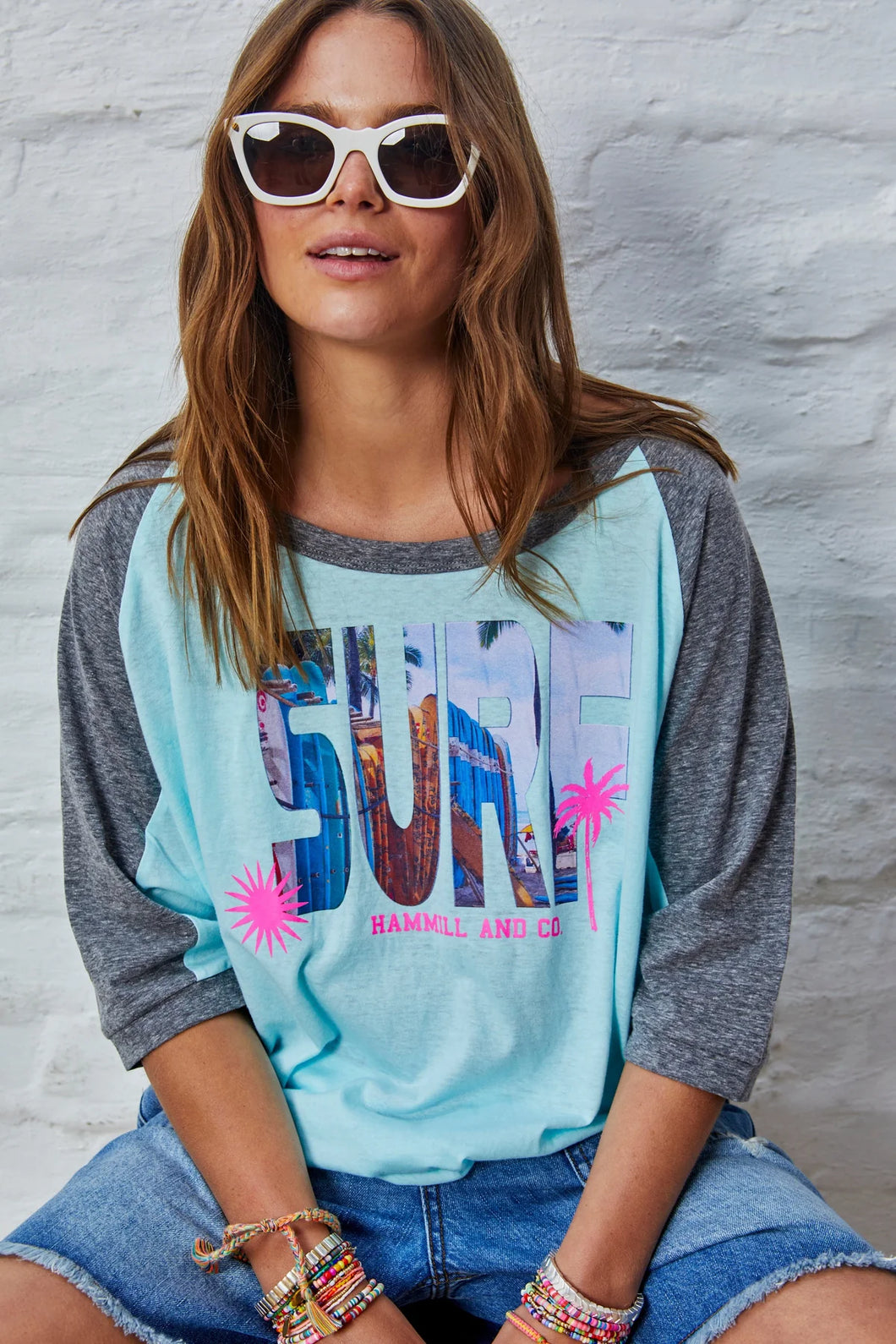 Aqua Surf Raglan Batwing Tee - Hammill & Co