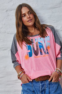 Pink Surf Raglan Batwing Tee - Hammill & Co