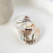 Load image into Gallery viewer, Floral Cowgirl 'Saddle &amp; Bloom' Ceramic Coaster