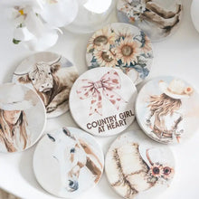 Load image into Gallery viewer, Highland Calf 'Saddle &amp; Bloom' Ceramic Coaster
