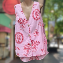 Load image into Gallery viewer, Pink Sleeveless Side Panel Top &amp; Short Set With Santa Print - By Frankie