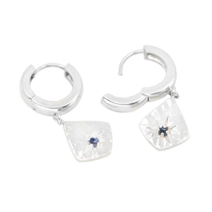 Sapphire Star Charm Silver Huggies - ToniMay