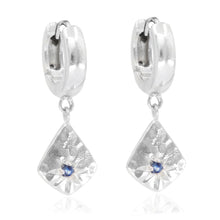 Load image into Gallery viewer, Sapphire Star Charm Silver Huggies - ToniMay