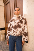 Load image into Gallery viewer, Short Cow Print Faux Fur Coat
