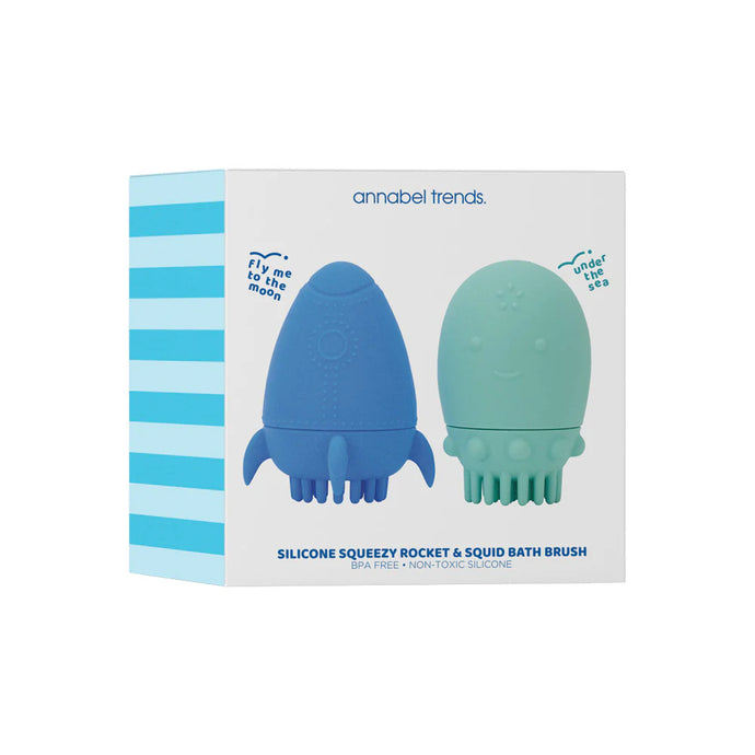 Rocket & Squid Silicone Bath Brush Set