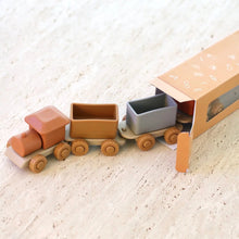 Load image into Gallery viewer, Silicone toy train set on a textured surface