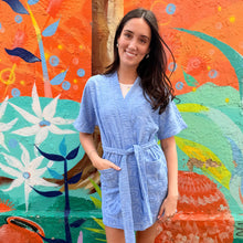 Load image into Gallery viewer, Sky Blue Towelling Kimono Robe - By Frankie