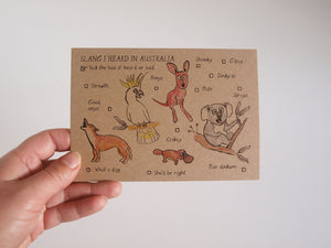 'Slang I Heard In Australia' Postcard
