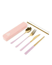 Load image into Gallery viewer, Cutlery Kit - Gold with Lilac Handle