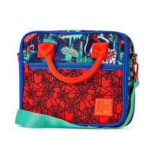 Load image into Gallery viewer, Colorful bag with spider web pattern and orange handle on a white background