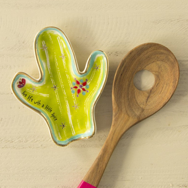 'Live Life With a Little Spice' Cactus Spoon Rest