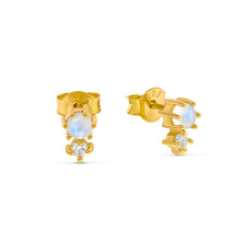 Load image into Gallery viewer, Starlit Moonstone Gold Studs
