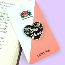 Load image into Gallery viewer, Stay Weird Black Heart Enamel Lapel Pin