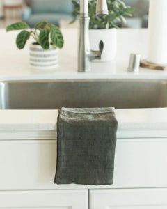 Sage Stone Washed Linen Tea Towel