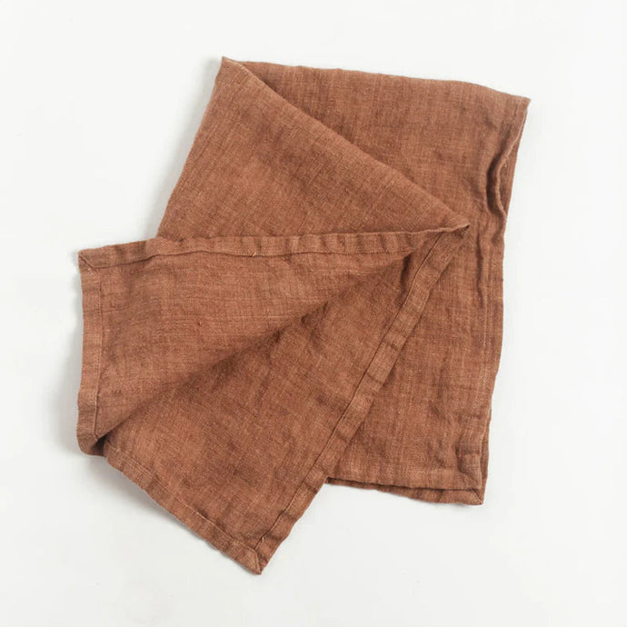 Terracotta Stone Washed Linen Tea Towel