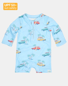 Swell Seekers Sky Splash L/S Swim Onesie - Toshi