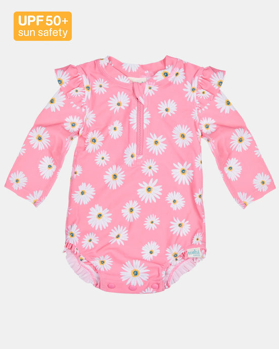 Daisy Watermelon Ripple L/S Swim Onesie - Toshi