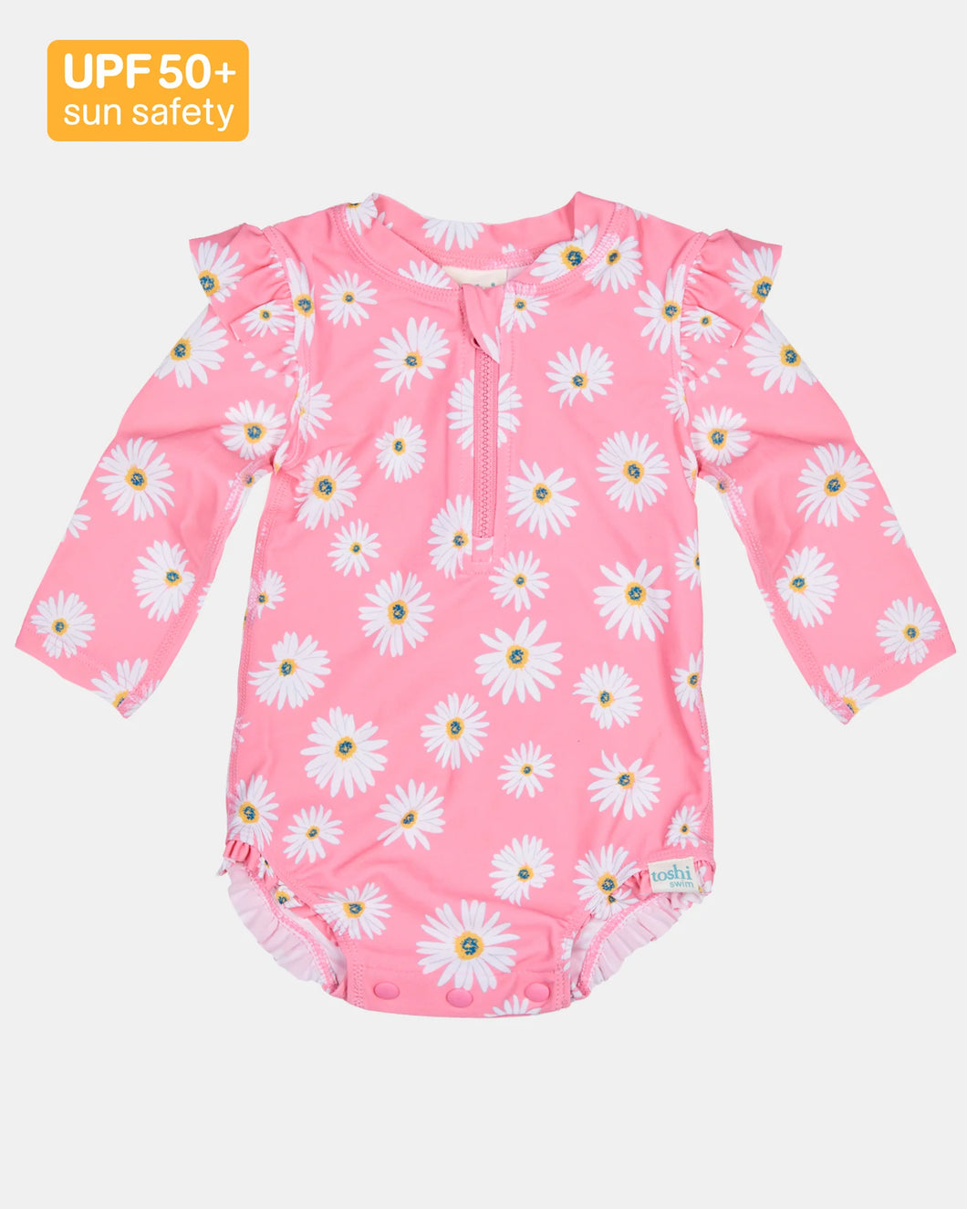 Daisy Watermelon Ripple L/S Swim Onesie - Toshi