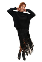 Load image into Gallery viewer, Black Swish Suedex Tassel Skirt