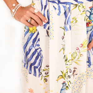 "Willow" Short Sleeve Maxi Dress in Tables in Paradise Print - Palm Cove
