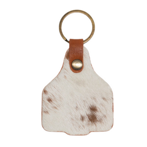 Tan Cattle Tag Cowhide Keyring