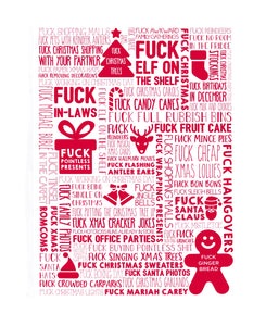 'F Word' Red Christmas Tea Towel